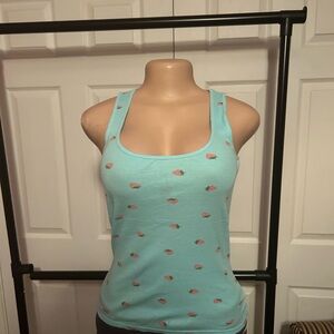 Aqua Tank Top with Pink Accents